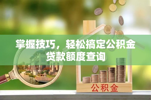 永昌掌握技巧，轻松搞定公积金贷款额度查询