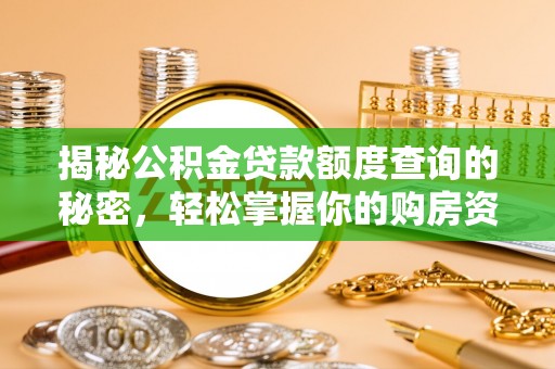 永昌揭秘公积金贷款额度查询的秘密，轻松掌握你的购房资金